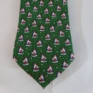 Vineyard Vines Holiday Collection Green Silk Tie